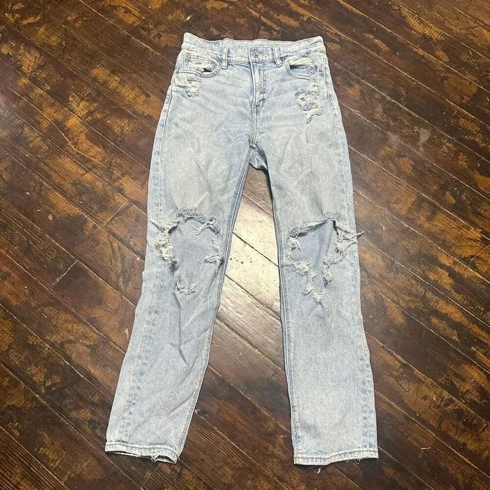 American Eagle distressed super hi-rise 2 ankle straight jeans
